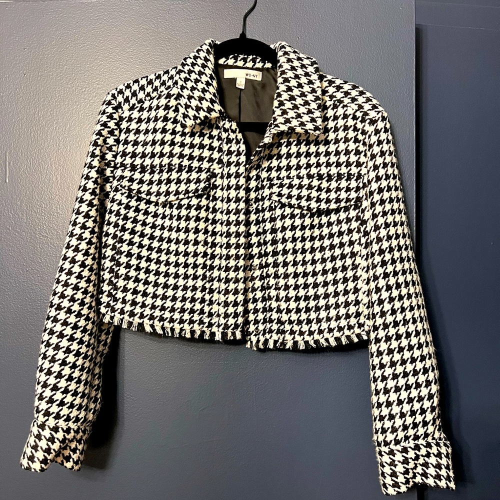 WDNY cropped houndstooth jacket S